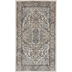 Photo of Ivory And Grey Oriental Non Skid Area Rug