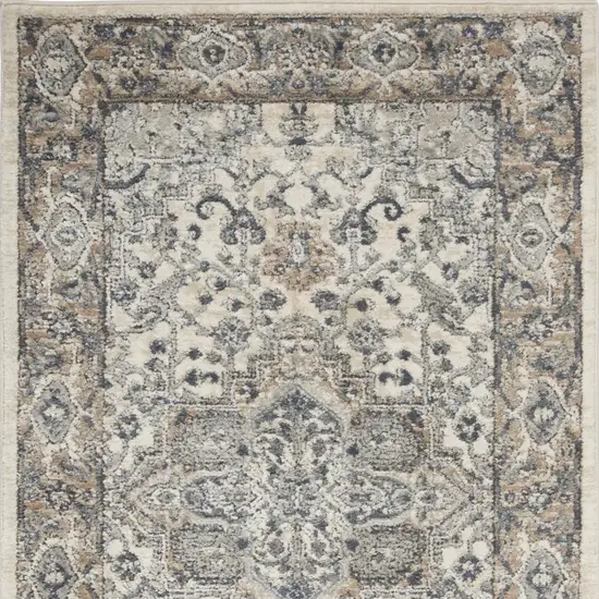 Ivory And Grey Oriental Power Loom Non Skid Area Rug Photo 8