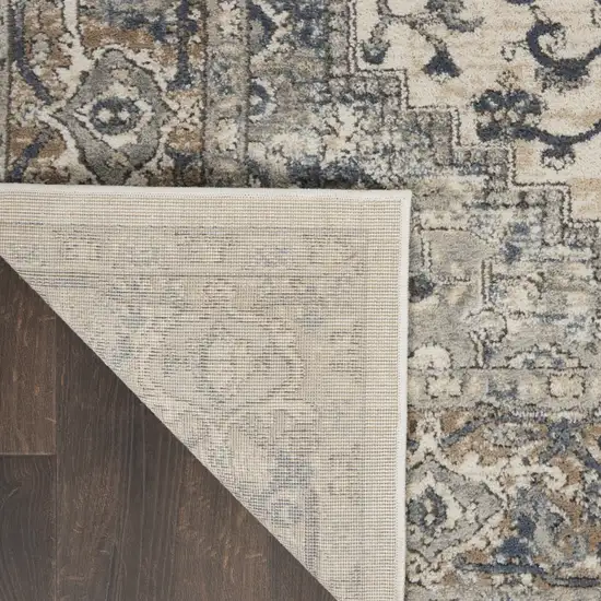 Ivory And Grey Oriental Power Loom Non Skid Area Rug Photo 4