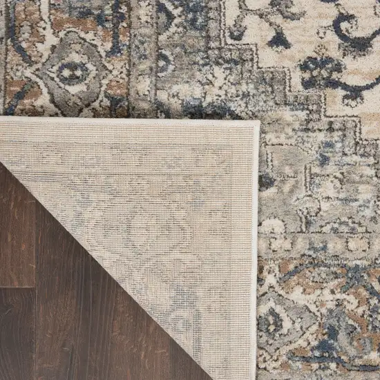 Ivory And Grey Oriental Power Loom Non Skid Area Rug Photo 4