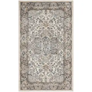 Photo of Ivory And Grey Oriental Power Loom Non Skid Area Rug