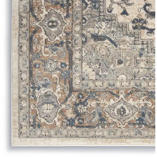 Ivory And Grey Oriental Power Loom Non Skid Area Rug Photo 3