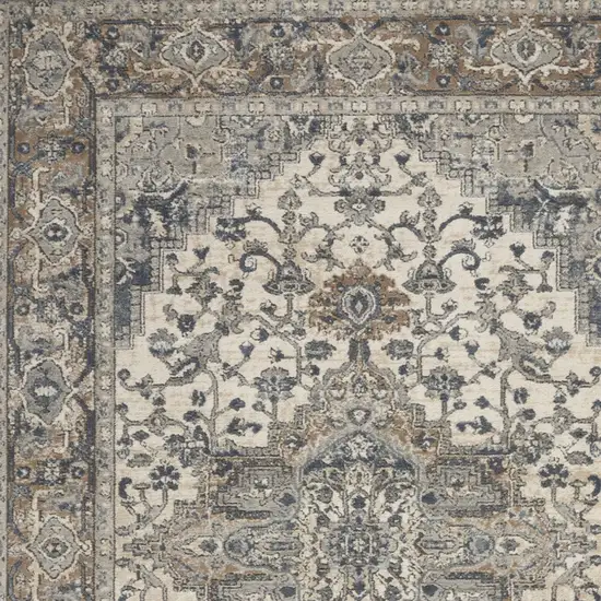 Ivory And Grey Oriental Power Loom Non Skid Area Rug Photo 8