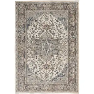 Photo of Ivory And Grey Oriental Power Loom Non Skid Area Rug