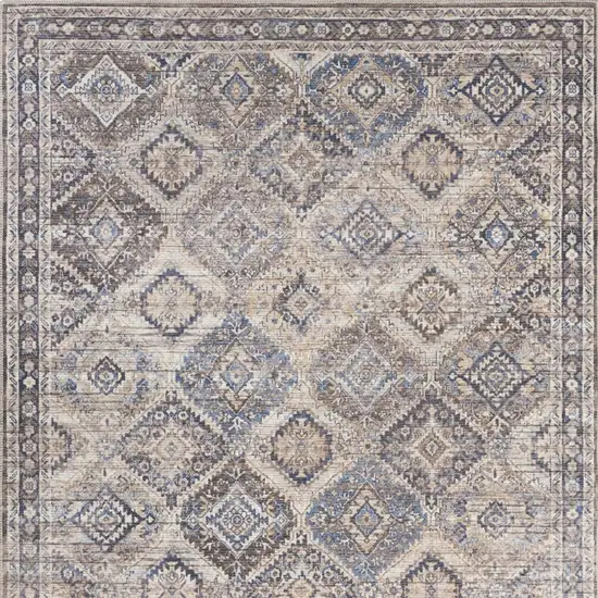 Ivory And Latte Medallion Distressed Washable Area Rug Photo 4