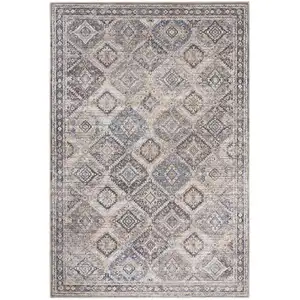 Photo of Ivory And Latte Medallion Distressed Washable Area Rug