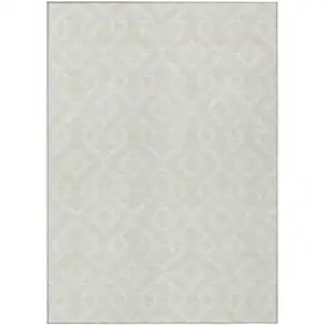 Photo of Ivory And Light Gray Geometric Washable Indoor Outdoor Area Rug