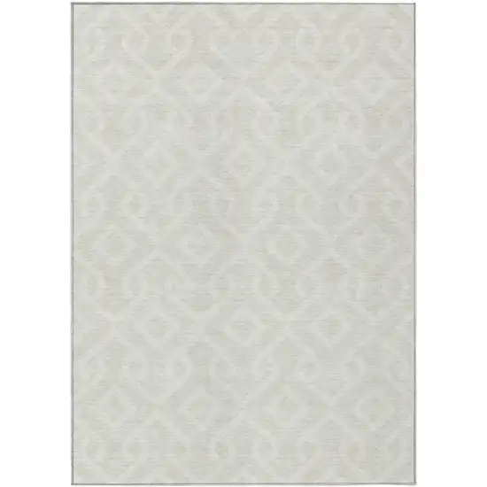 Ivory And Light Gray Geometric Washable Indoor Outdoor Area Rug Photo 2