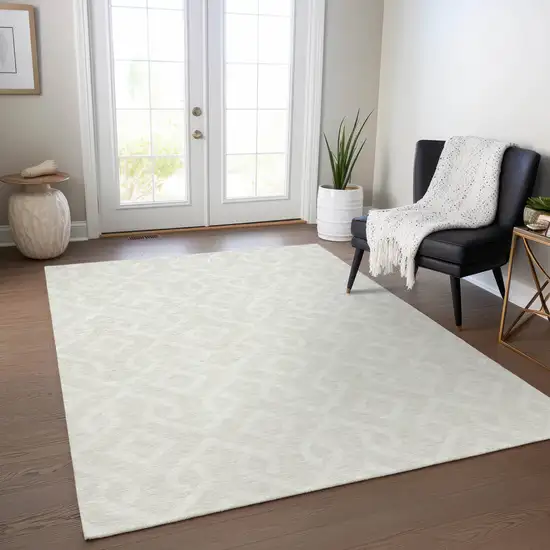 Ivory And Light Gray Geometric Washable Indoor Outdoor Area Rug Photo 7