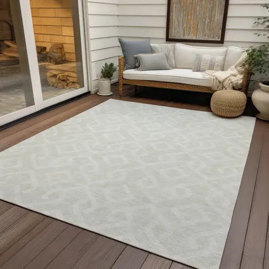 Ivory And Light Gray Geometric Washable Indoor Outdoor Area Rug Photo 6