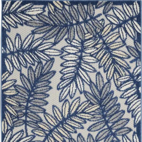 Ivory And Navy Floral Non Skid Indoor Outdoor Area Rug Photo 4