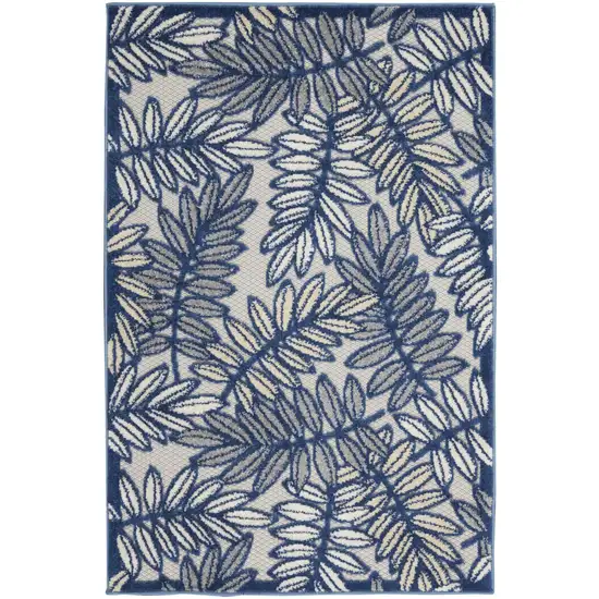 Ivory And Navy Floral Non Skid Indoor Outdoor Area Rug Photo 1