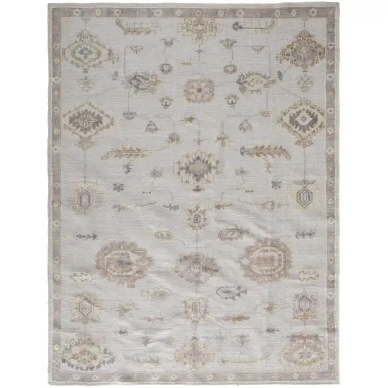 Ivory And Orange Floral Hand Knotted Stain Resistant Area Rug Photo 1