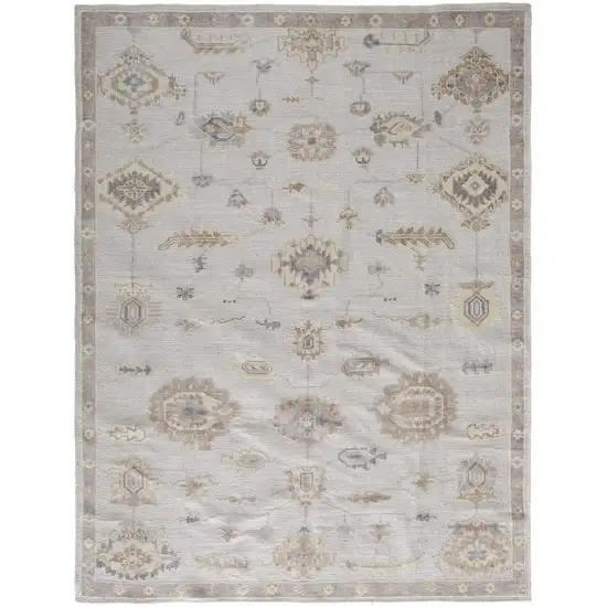 Ivory And Orange Floral Hand Knotted Stain Resistant Area Rug Photo 1