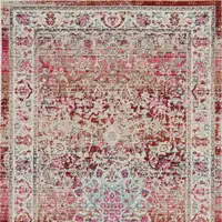 Photo of Ivory And Red Floral Distressed Area Rug