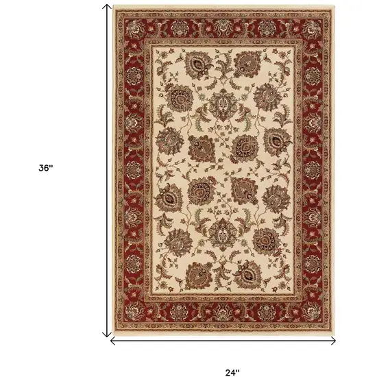 Ivory And Red Oriental Area Rug Photo 3