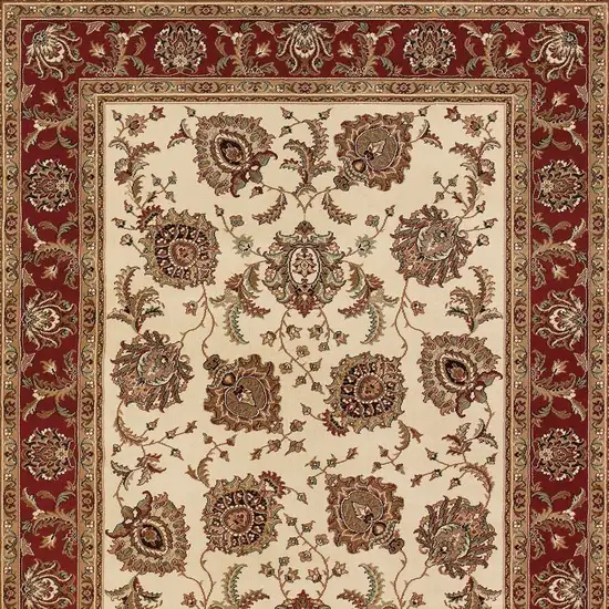 Ivory And Red Oriental Area Rug Photo 5