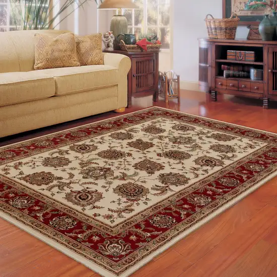 Ivory And Red Oriental Area Rug Photo 6