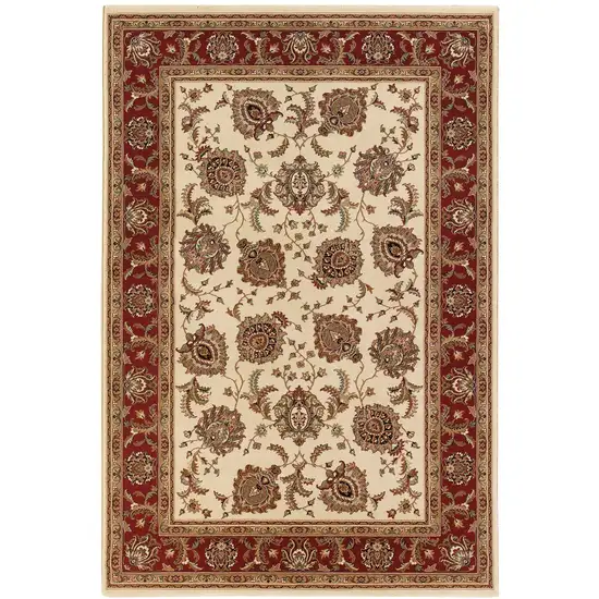 Ivory And Red Oriental Area Rug Photo 2