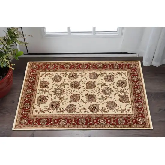 Ivory And Red Oriental Area Rug Photo 1