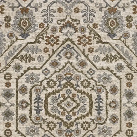 Ivory And Rust Floral Area Rug With Fringe Photo 6