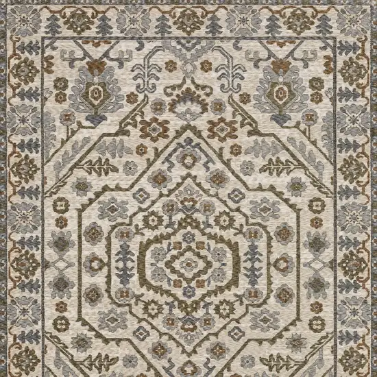 Ivory And Rust Floral Area Rug With Fringe Photo 7