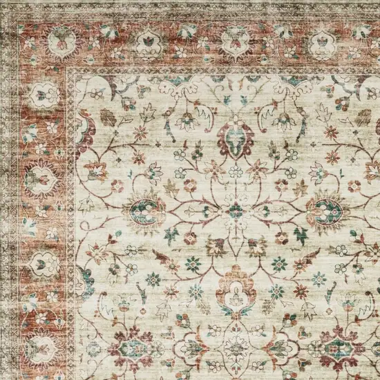 Ivory And Rust Oriental Distressed Area Rug Photo 8