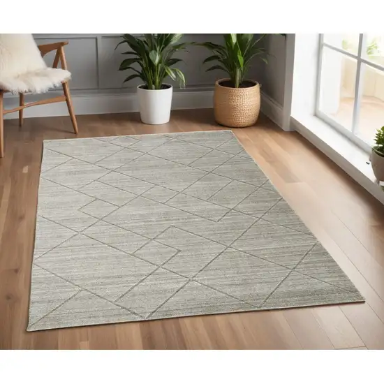 Gray and Ivory Striped Hand Woven Area Rug Photo 1