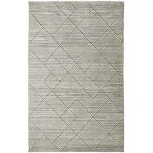 Photo of Ivory And Silver Striped Hand Woven Area Rug