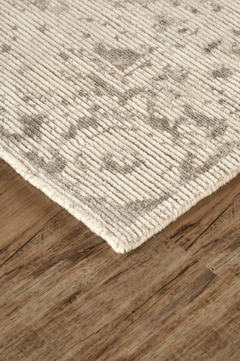 Ivory And Tan Abstract Hand Woven Area Rug Photo 5