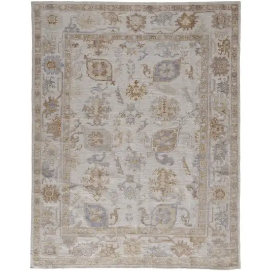 Ivory And Tan Floral Hand Knotted Stain Resistant Area Rug Photo 1