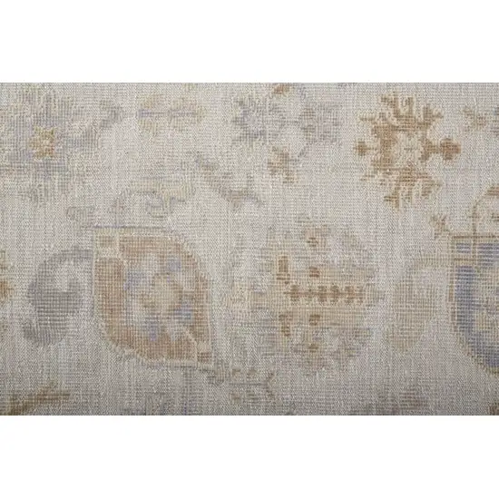 Ivory And Tan Floral Hand Knotted Stain Resistant Area Rug Photo 9