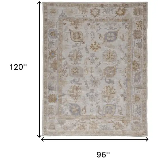 Ivory And Tan Floral Hand Knotted Stain Resistant Area Rug Photo 10