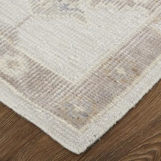 Ivory And Tan Floral Hand Knotted Stain Resistant Area Rug Photo 7