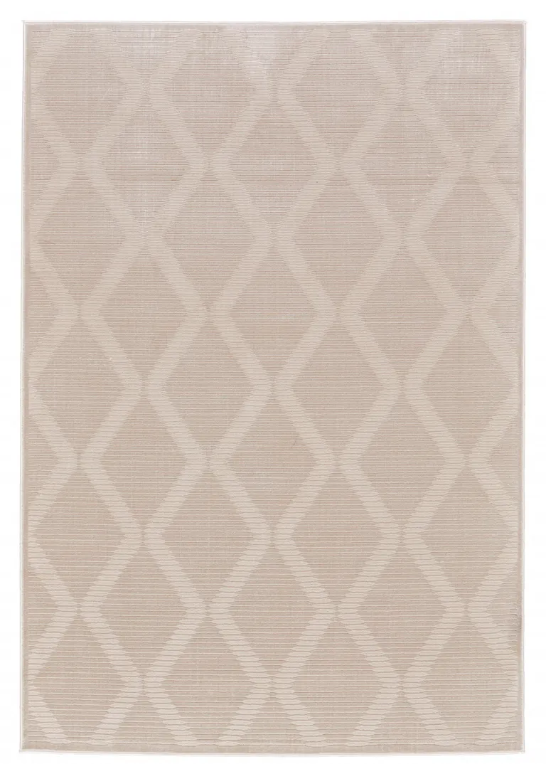 Ivory And Tan Geometric Stain Resistant Area Rug Photo 1