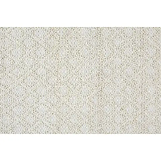 Ivory And Tan Wool Geometric Hand Woven Area Rug With Fringe Photo 6