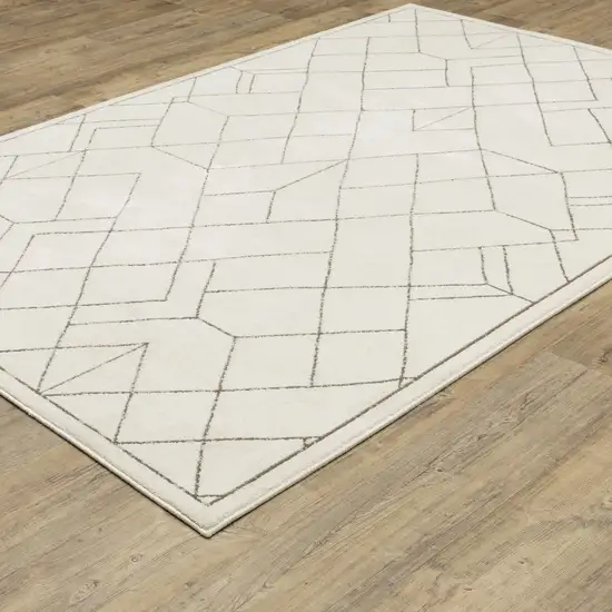 Ivory And Taupe Geometric Area Rug Photo 8