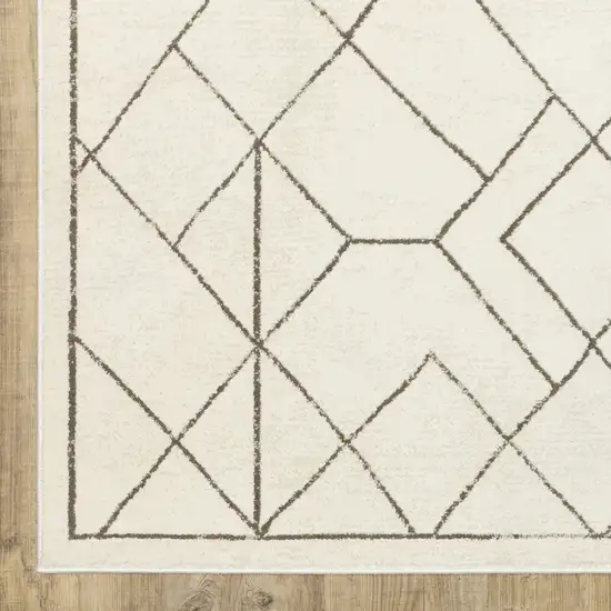 Ivory And Taupe Geometric Area Rug Photo 5