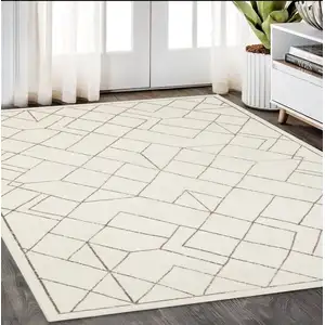 Photo of Ivory And Taupe Geometric Area Rug