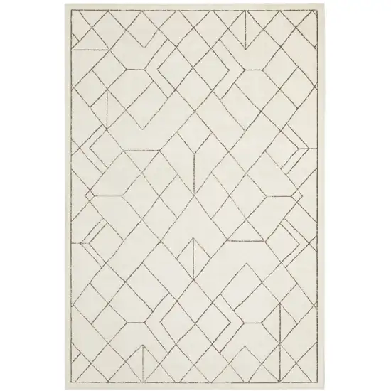 Ivory And Taupe Geometric Area Rug Photo 4