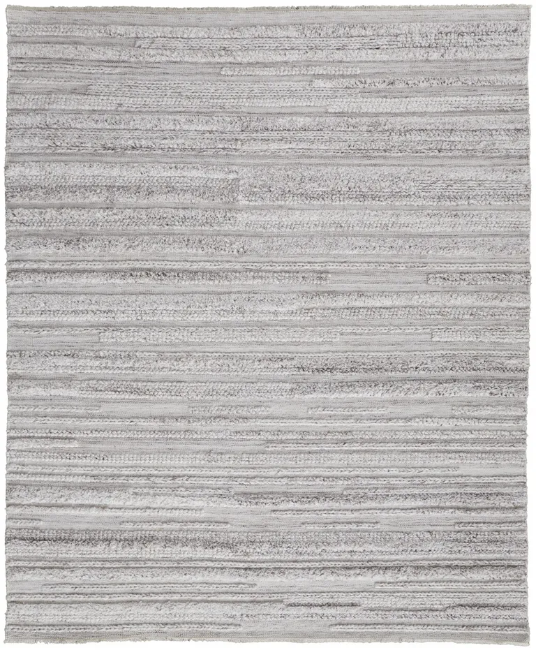 Ivory And Taupe Striped Hand Woven Stain Resistant Area Rug Photo 1