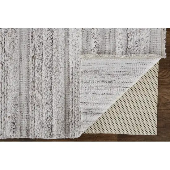 Ivory And Taupe Striped Hand Woven Stain Resistant Area Rug Photo 4