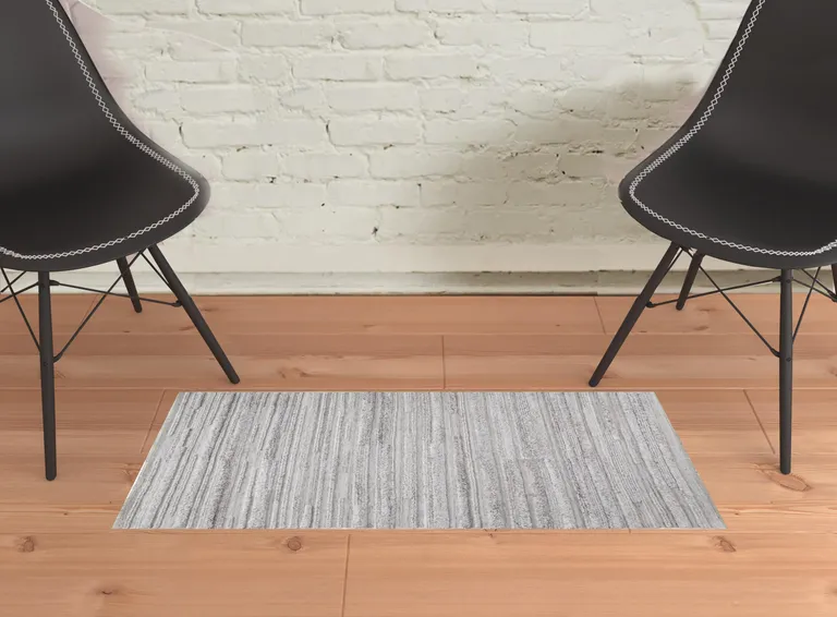 Ivory And Taupe Striped Hand Woven Stain Resistant Area Rug Photo 2