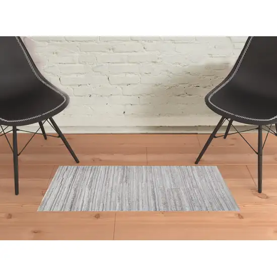 Ivory And Taupe Striped Hand Woven Stain Resistant Area Rug Photo 2