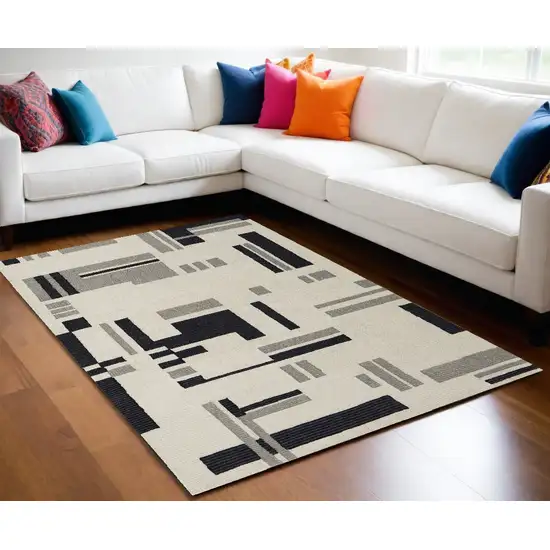 Ivory Wool Abstract Hand Tufted Area Rug Photo 1