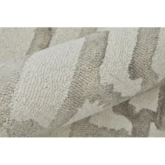 Ivory And Taupe Wool Geometric Tufted Handmade Area Rug Photo 9