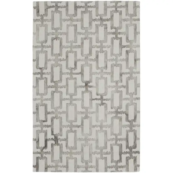 Ivory And Taupe Wool Geometric Tufted Handmade Area Rug Photo 1