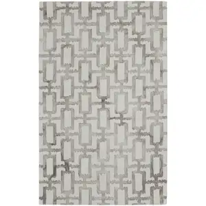 Photo of Ivory And Taupe Wool Geometric Tufted Handmade Area Rug