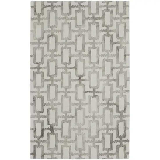 Ivory And Taupe Wool Geometric Tufted Handmade Area Rug Photo 1