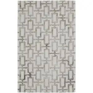 Photo of Ivory And Taupe Wool Geometric Tufted Handmade Area Rug